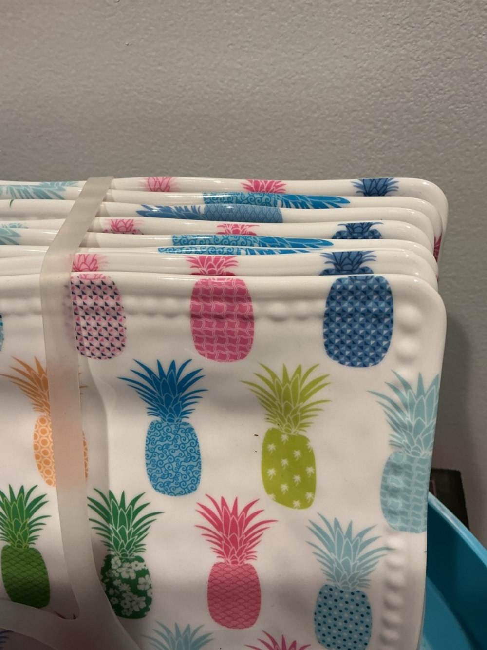 Cynthia Rowley Tropical Pineapple melamine plates,  in square dinner 9”
